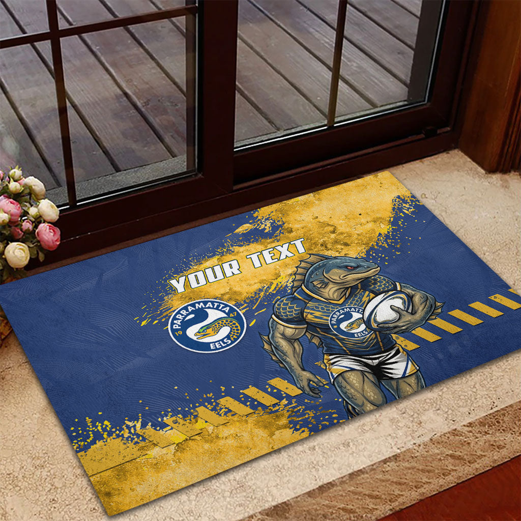 Personalised Parramatta Eels Rugby Rubber Doormat Eel Mascot - Sporty Splash Art Style