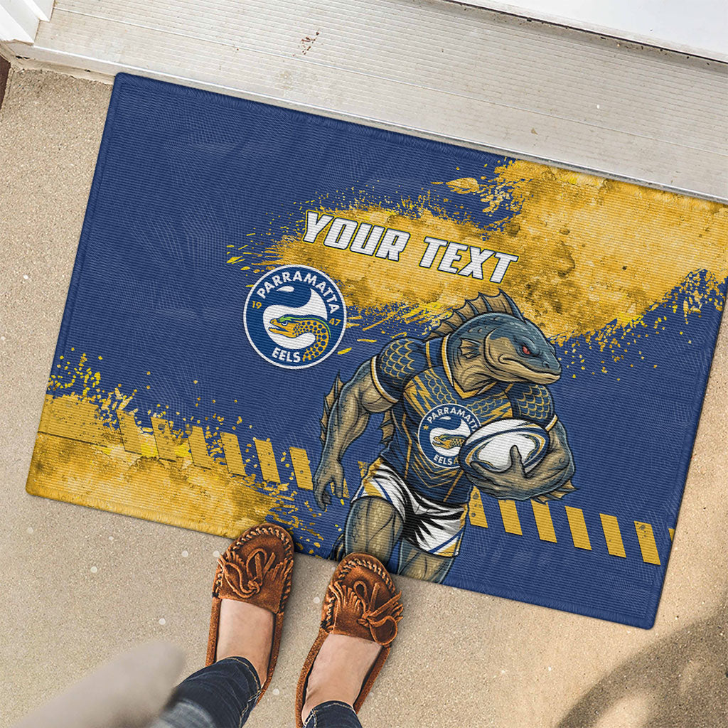 Personalised Parramatta Eels Rugby Rubber Doormat Eel Mascot - Sporty Splash Art Style