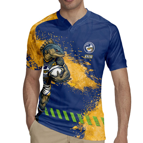 Personalised Parramatta Eels Rugby Rugby Jersey Eel Mascot - Sporty Splash Art Style