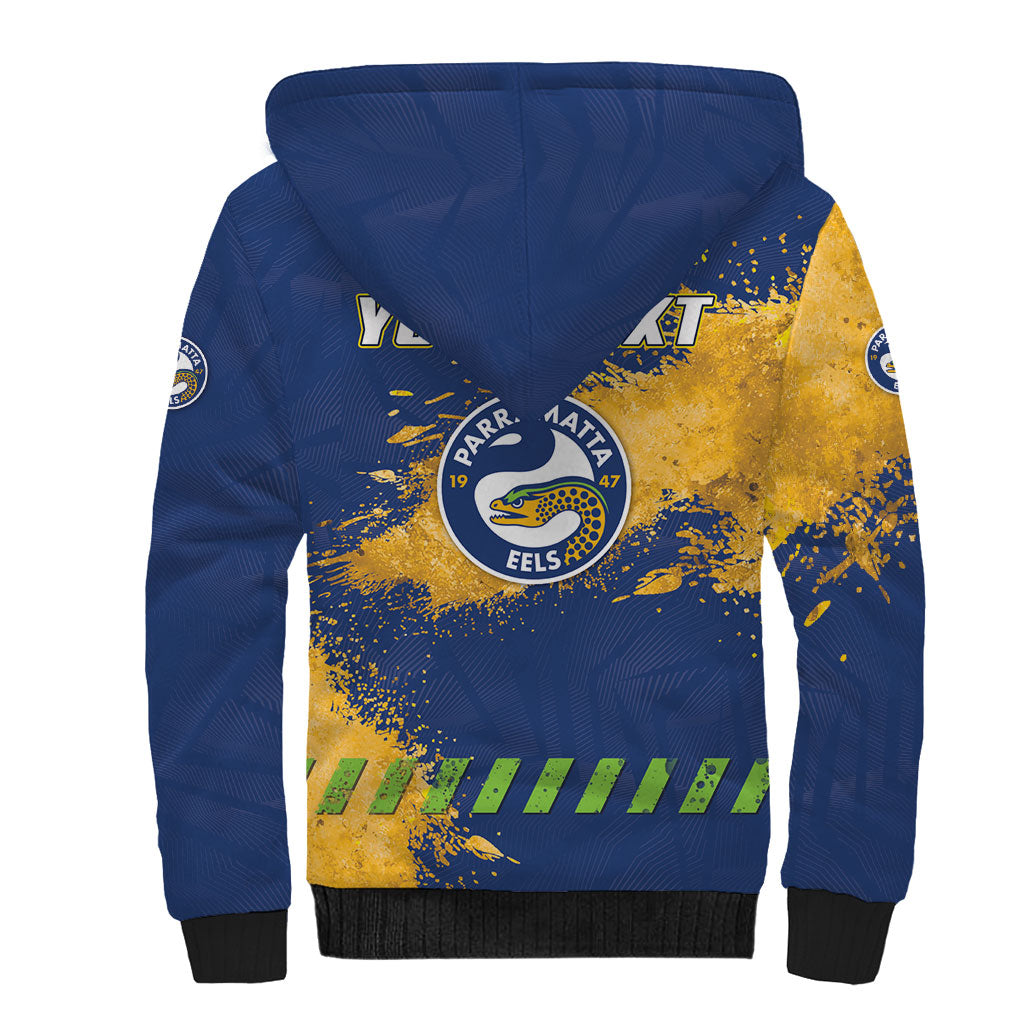 Personalised Parramatta Eels Rugby Sherpa Hoodie Eel Mascot - Sporty Splash Art Style
