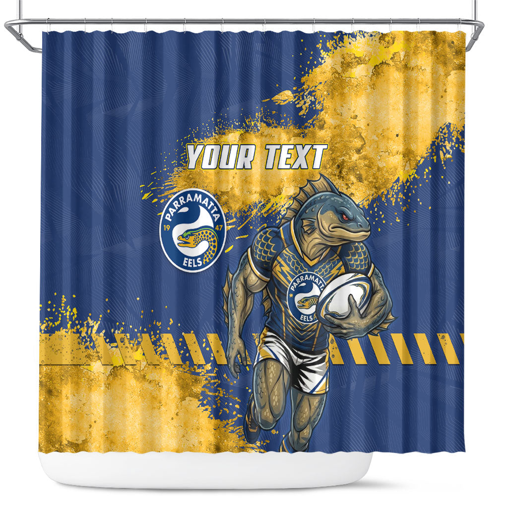 Personalised Parramatta Eels Rugby Shower Curtain Eel Mascot - Sporty Splash Art Style