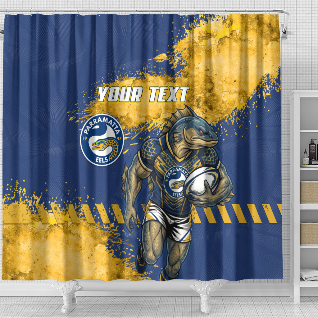 Personalised Parramatta Eels Rugby Shower Curtain Eel Mascot - Sporty Splash Art Style