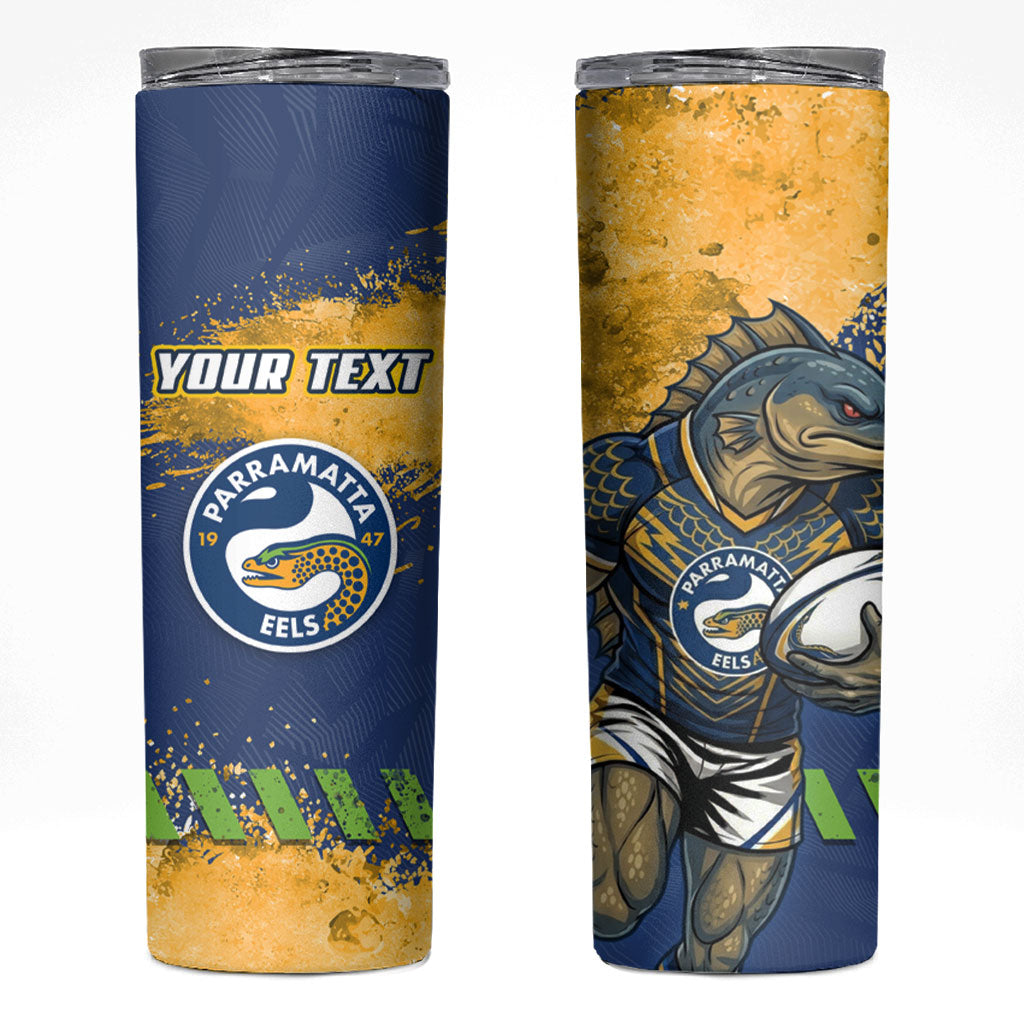 Personalised Parramatta Eels Rugby Skinny Tumbler Eel Mascot - Sporty Splash Art Style