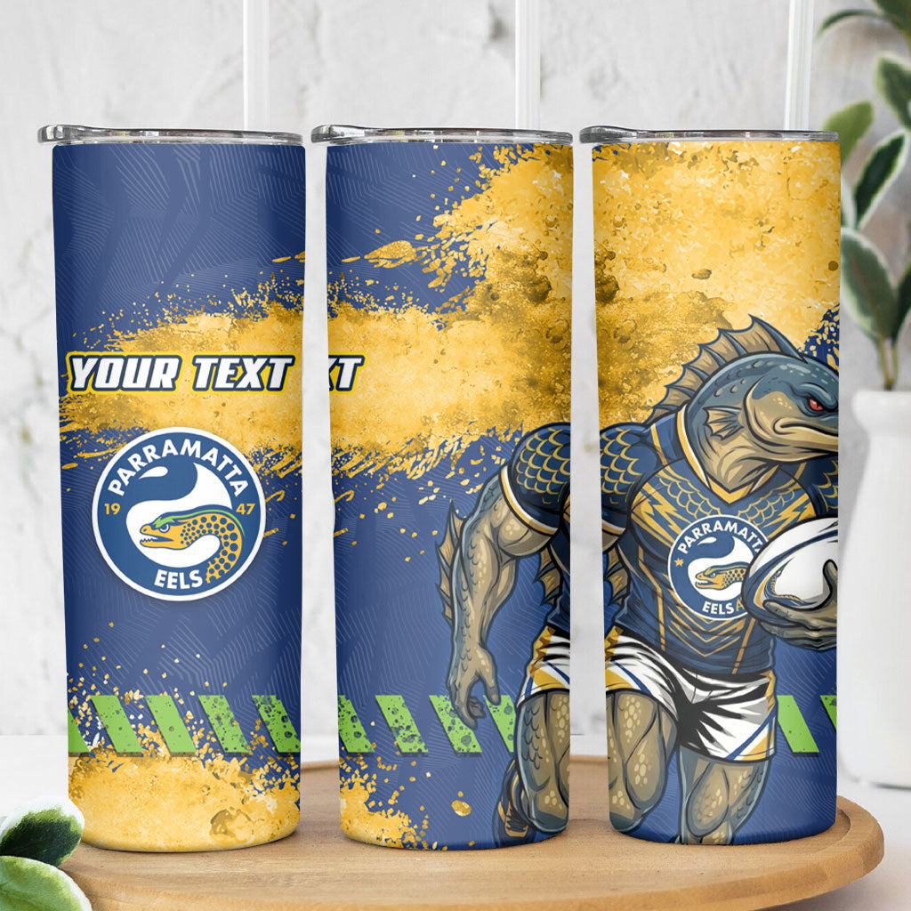Personalised Parramatta Eels Rugby Skinny Tumbler Eel Mascot - Sporty Splash Art Style