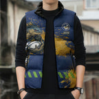 Personalised Parramatta Eels Rugby Sleeveless Puffer Jacket Eel Mascot - Sporty Splash Art Style