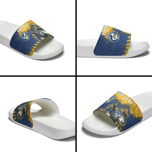 Personalised Parramatta Eels Rugby Slide Sandals Eel Mascot - Sporty Splash Art Style
