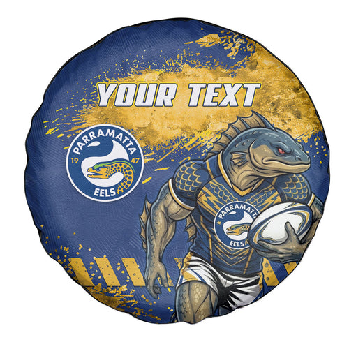 Personalised Parramatta Eels Rugby Spare Tire Cover Eel Mascot - Sporty Splash Art Style