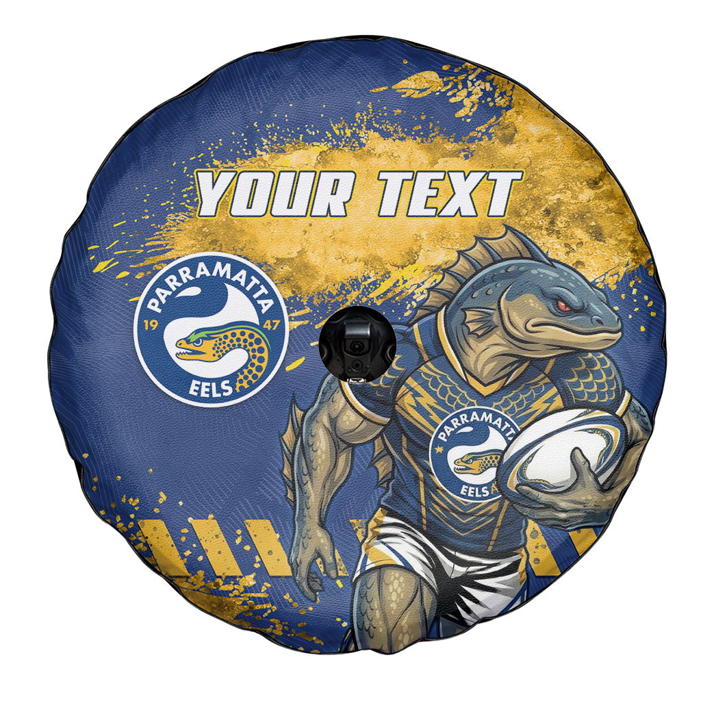 Personalised Parramatta Eels Rugby Spare Tire Cover Eel Mascot - Sporty Splash Art Style