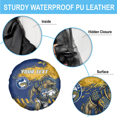 Personalised Parramatta Eels Rugby Spare Tire Cover Eel Mascot - Sporty Splash Art Style