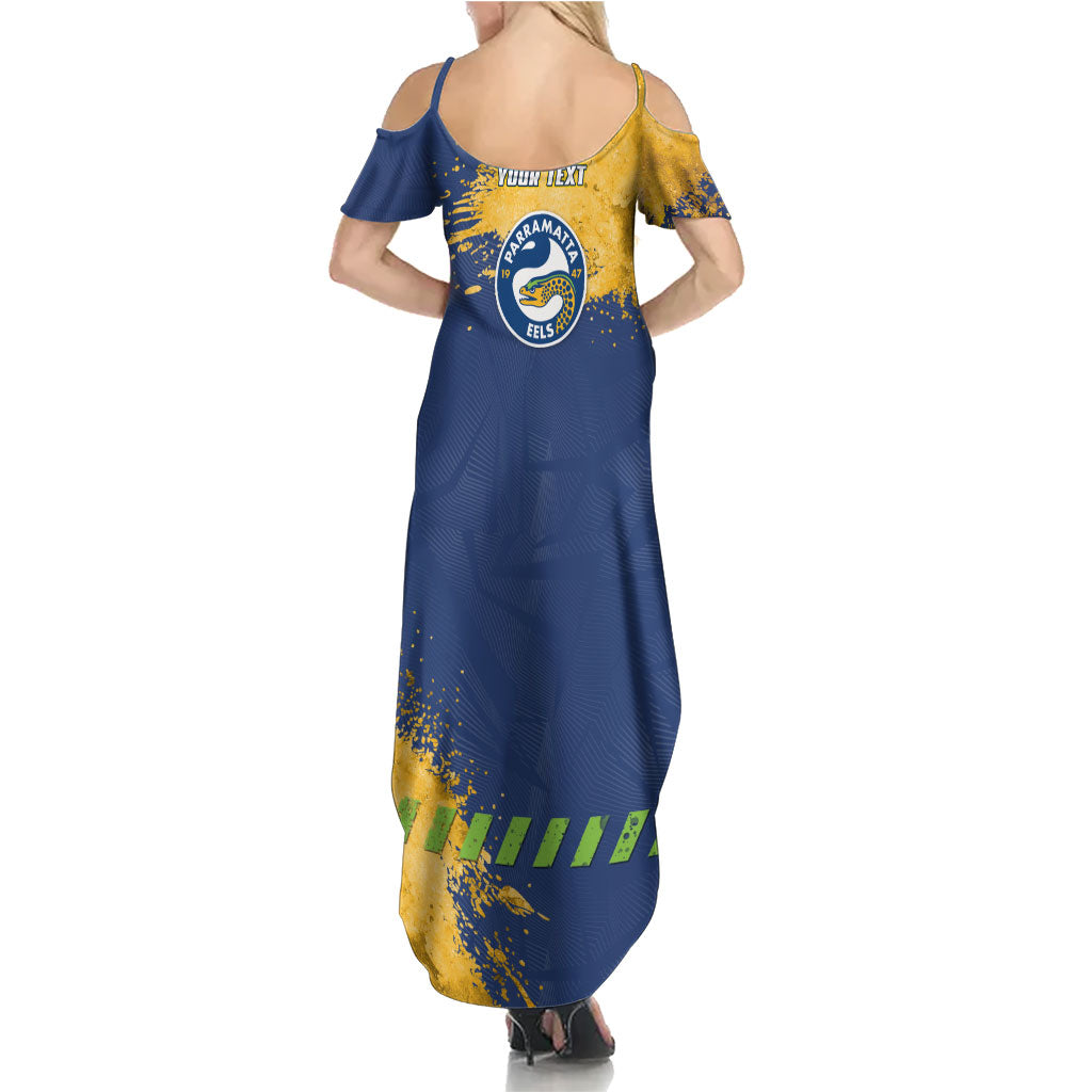 Personalised Parramatta Eels Rugby Summer Maxi Dress Eel Mascot - Sporty Splash Art Style
