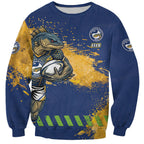 Personalised Parramatta Eels Rugby Sweatshirt Eel Mascot - Sporty Splash Art Style
