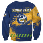Personalised Parramatta Eels Rugby Sweatshirt Eel Mascot - Sporty Splash Art Style