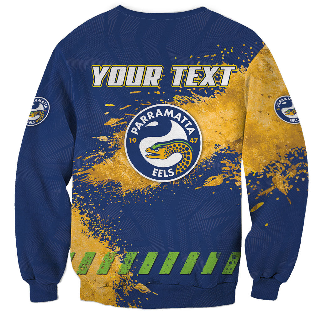 Personalised Parramatta Eels Rugby Sweatshirt Eel Mascot - Sporty Splash Art Style