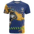 Personalised Parramatta Eels Rugby T Shirt Eel Mascot - Sporty Splash Art Style