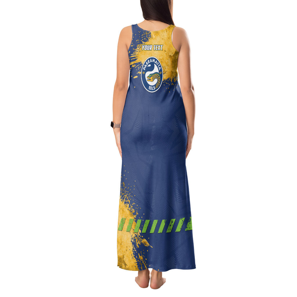 Personalised Parramatta Eels Rugby Tank Maxi Dress Eel Mascot - Sporty Splash Art Style