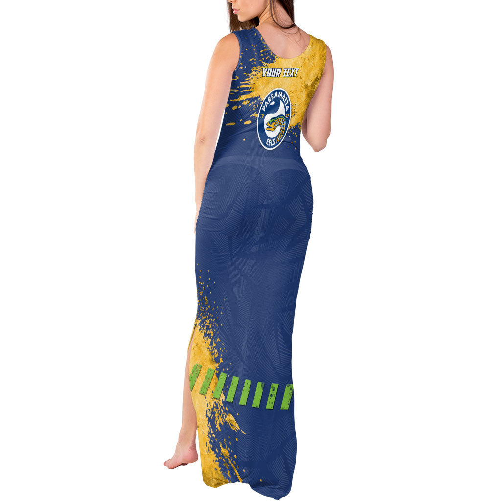 Personalised Parramatta Eels Rugby Tank Maxi Dress Eel Mascot - Sporty Splash Art Style