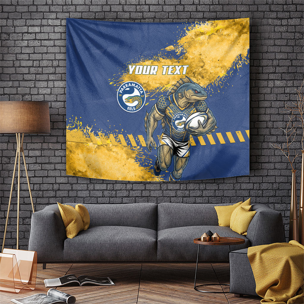 Personalised Parramatta Eels Rugby Tapestry Eel Mascot - Sporty Splash Art Style