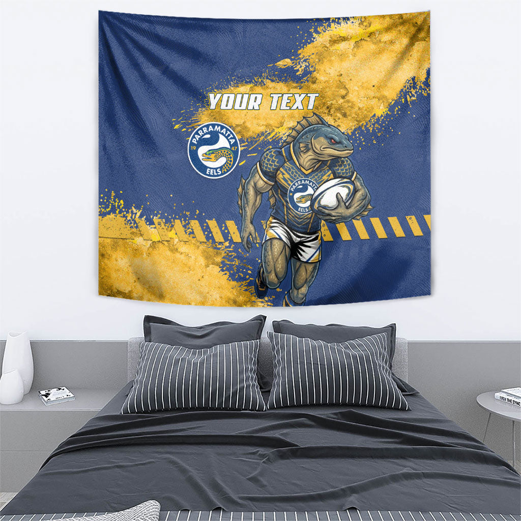 Personalised Parramatta Eels Rugby Tapestry Eel Mascot - Sporty Splash Art Style