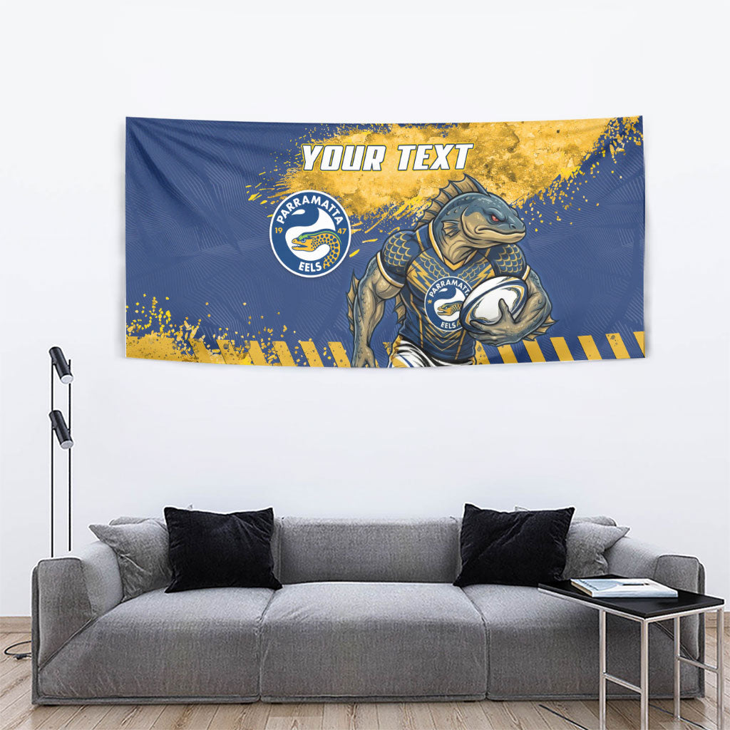 Personalised Parramatta Eels Rugby Tapestry Eel Mascot - Sporty Splash Art Style
