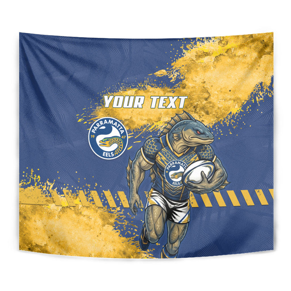 Personalised Parramatta Eels Rugby Tapestry Eel Mascot - Sporty Splash Art Style