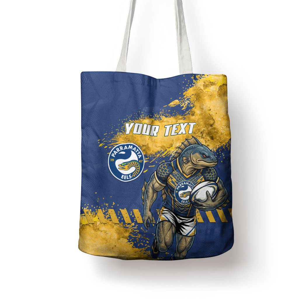 Personalised Parramatta Eels Rugby Tote Bag Eel Mascot - Sporty Splash Art Style