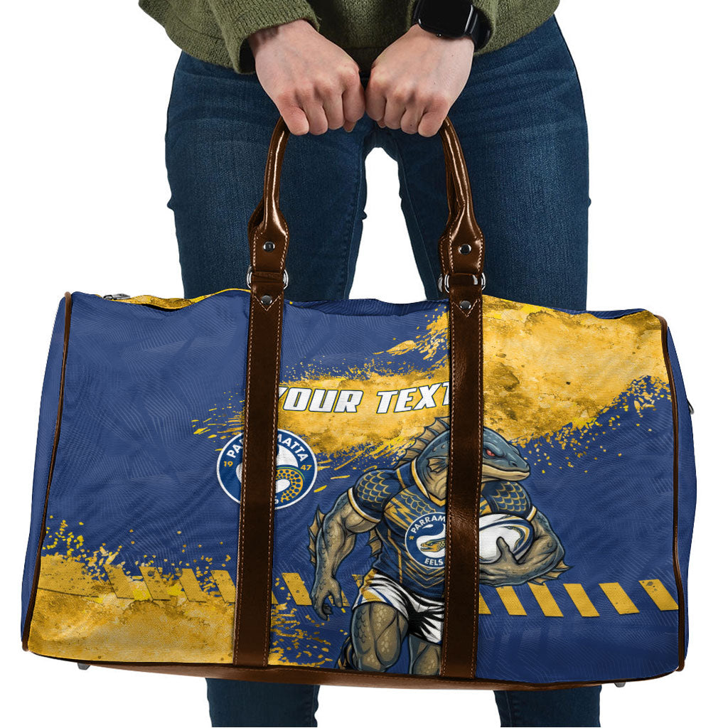 Personalised Parramatta Eels Rugby Travel Bag Eel Mascot - Sporty Splash Art Style