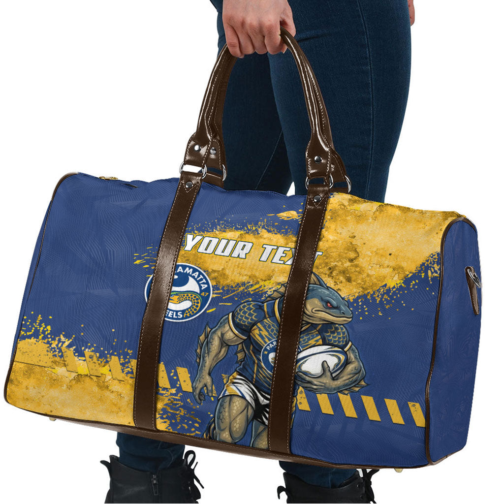 Personalised Parramatta Eels Rugby Travel Bag Eel Mascot - Sporty Splash Art Style