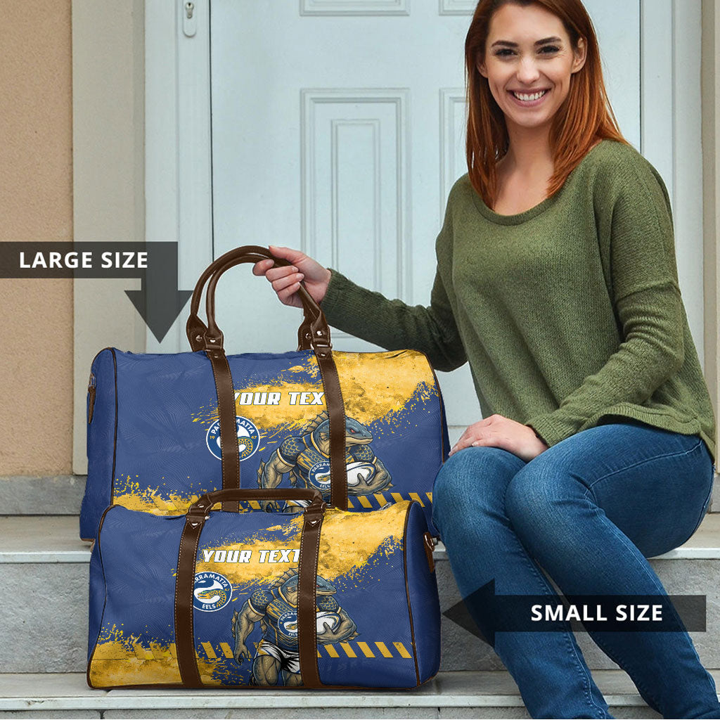 Personalised Parramatta Eels Rugby Travel Bag Eel Mascot - Sporty Splash Art Style