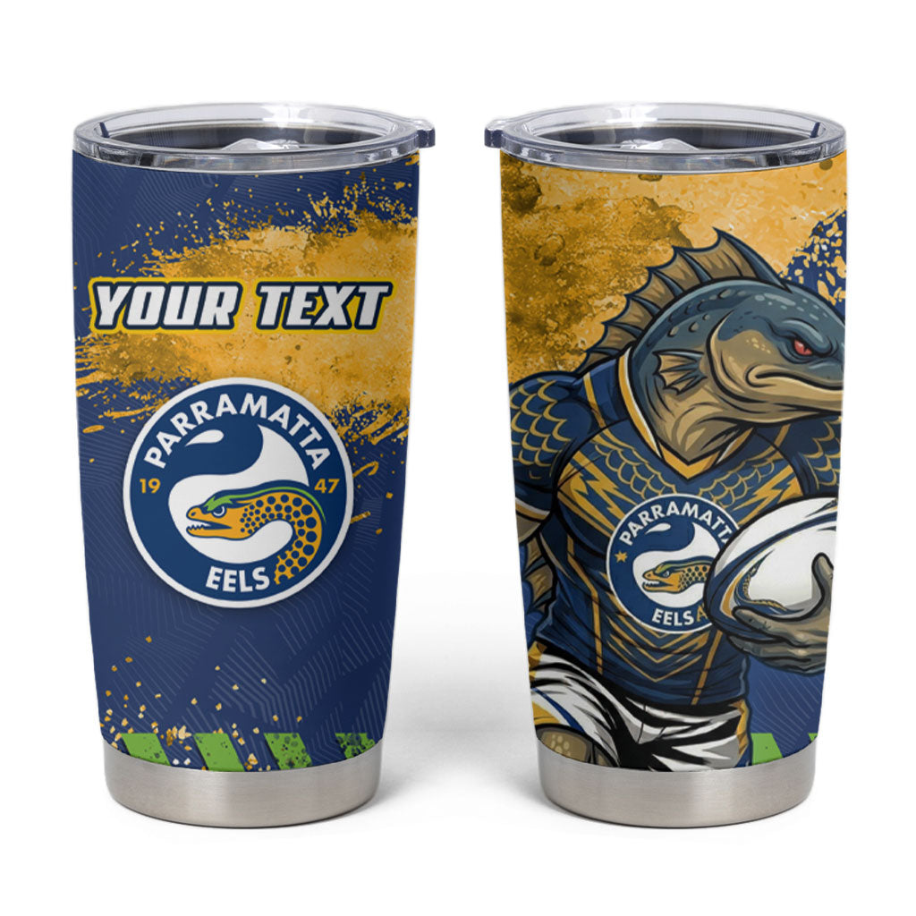 Personalised Parramatta Eels Rugby Tumbler Cup Eel Mascot - Sporty Splash Art Style