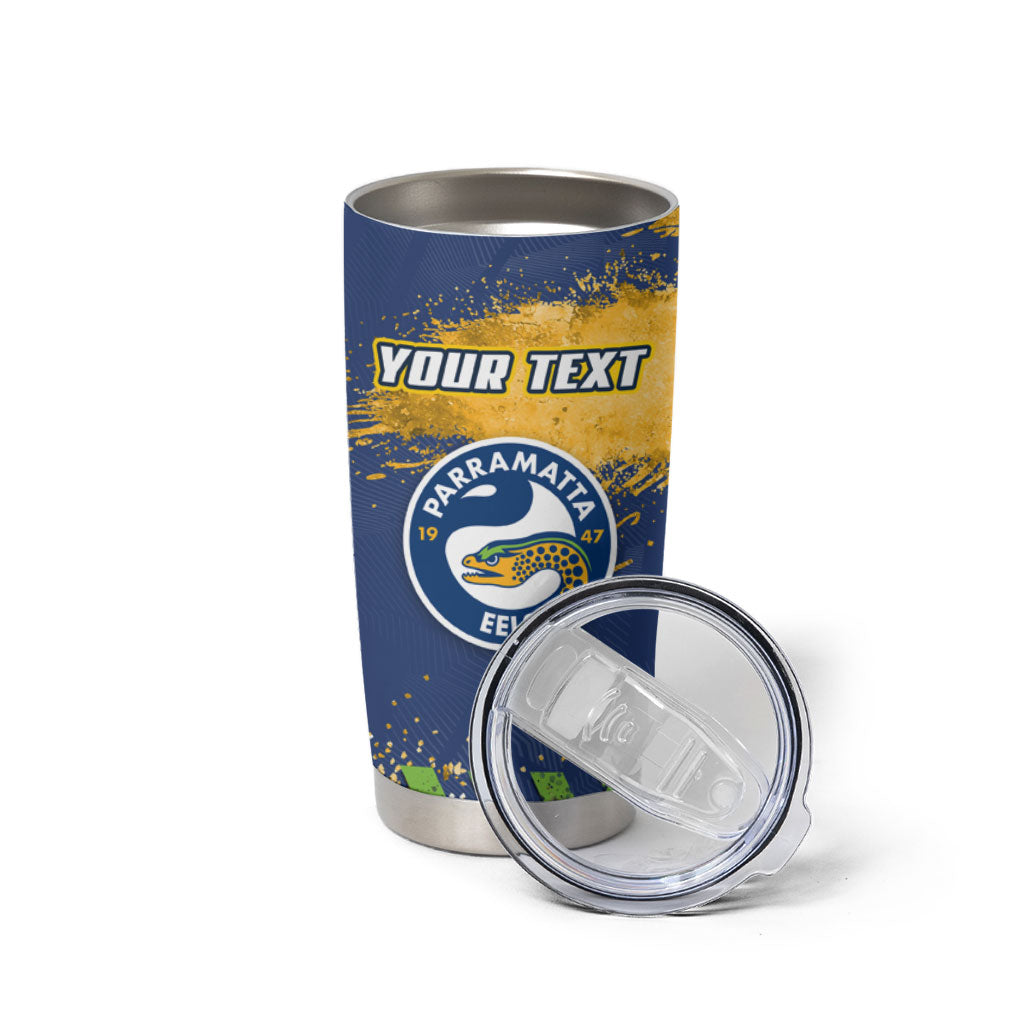 Personalised Parramatta Eels Rugby Tumbler Cup Eel Mascot - Sporty Splash Art Style