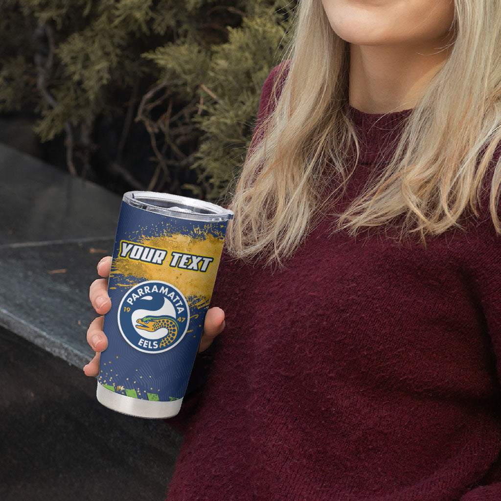 Personalised Parramatta Eels Rugby Tumbler Cup Eel Mascot - Sporty Splash Art Style