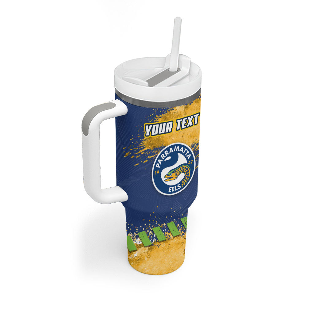 Personalised Parramatta Eels Rugby Tumbler With Handle Eel Mascot - Sporty Splash Art Style