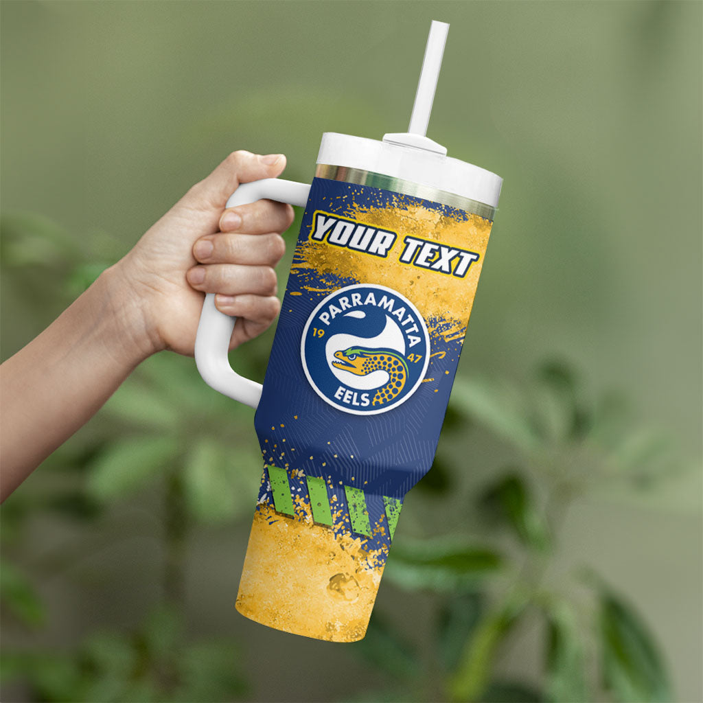 Personalised Parramatta Eels Rugby Tumbler With Handle Eel Mascot - Sporty Splash Art Style