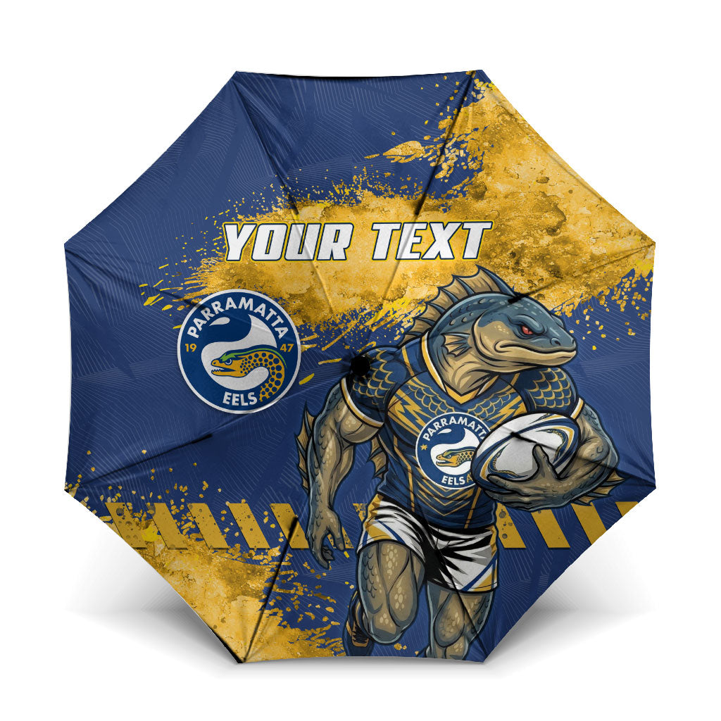 Personalised Parramatta Eels Rugby Umbrella Eel Mascot - Sporty Splash Art Style
