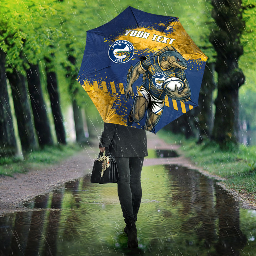 Personalised Parramatta Eels Rugby Umbrella Eel Mascot - Sporty Splash Art Style