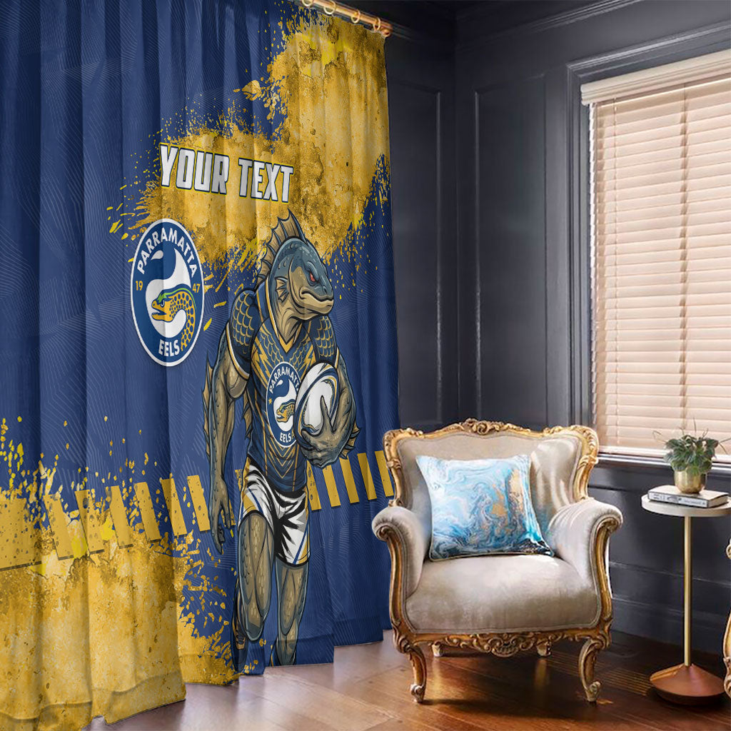 Personalised Parramatta Eels Rugby Window Curtain Eel Mascot - Sporty Splash Art Style