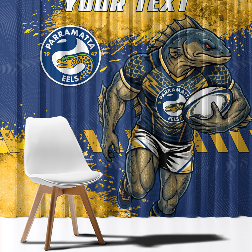 Personalised Parramatta Eels Rugby Window Curtain Eel Mascot - Sporty Splash Art Style