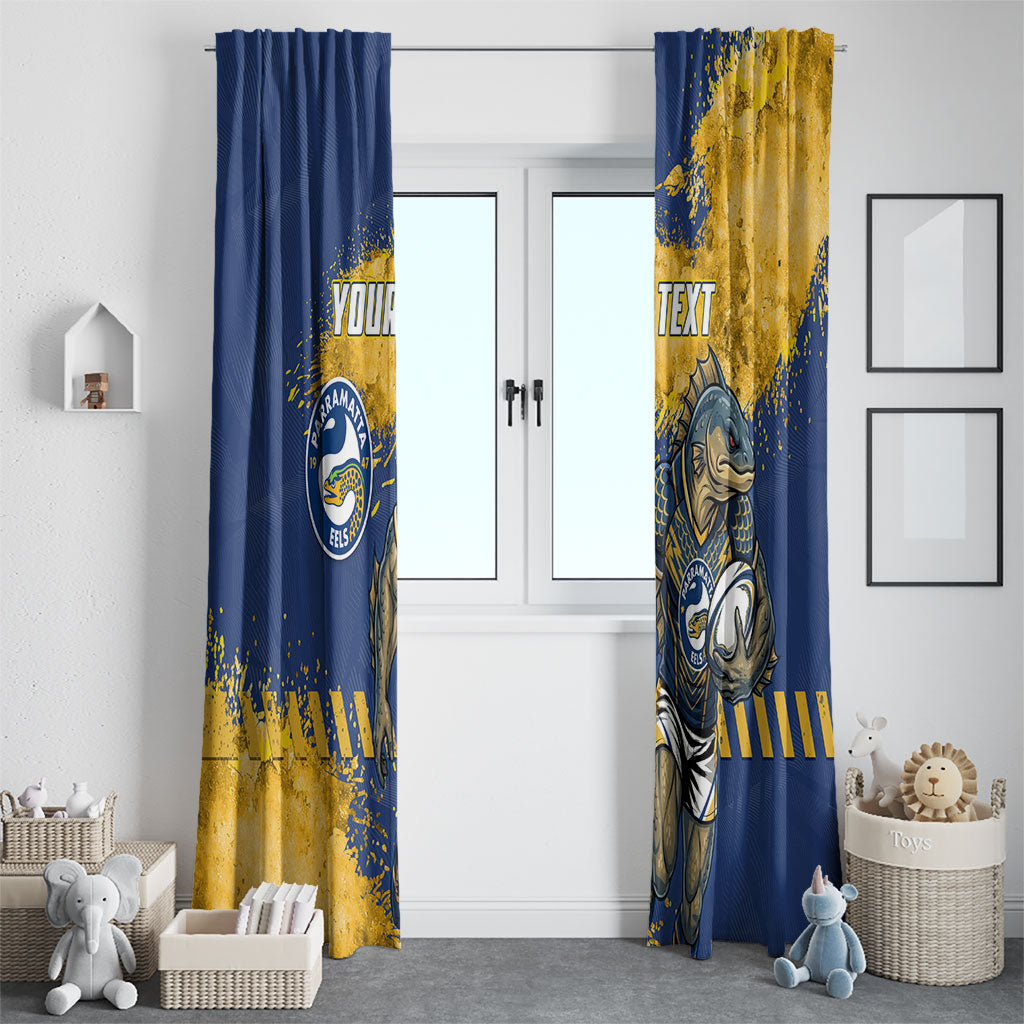 Personalised Parramatta Eels Rugby Window Curtain Eel Mascot - Sporty Splash Art Style