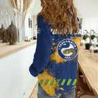 Personalised Parramatta Eels Rugby Women Casual Shirt Eel Mascot - Sporty Splash Art Style