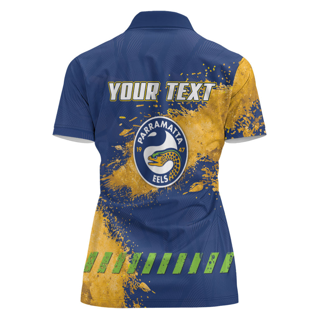 Personalised Parramatta Eels Rugby Women Polo Shirt Eel Mascot - Sporty Splash Art Style