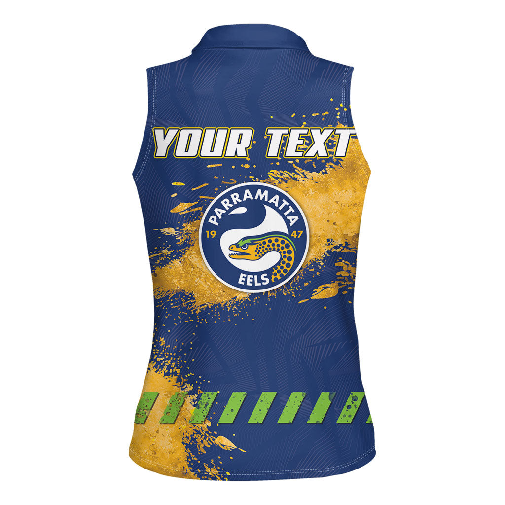 Personalised Parramatta Eels Rugby Women Sleeveless Polo Shirt Eel Mascot - Sporty Splash Art Style