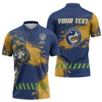 Personalised Parramatta Eels Rugby Zipper Polo Shirt Eel Mascot - Sporty Splash Art Style