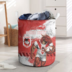 Personalised St. George Illawarra Dragons Rugby Laundry Basket Red Dragon Mascot - Sporty Splash Art Style