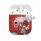 Personalised St. George Illawarra Dragons Rugby AirPods Case Red Dragon Mascot - Sporty Splash Art Style
