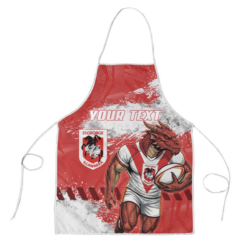 Personalised St. George Illawarra Dragons Rugby Apron Red Dragon Mascot - Sporty Splash Art Style