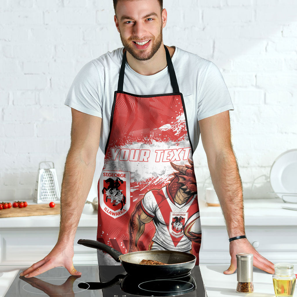 Personalised St. George Illawarra Dragons Rugby Apron Red Dragon Mascot - Sporty Splash Art Style
