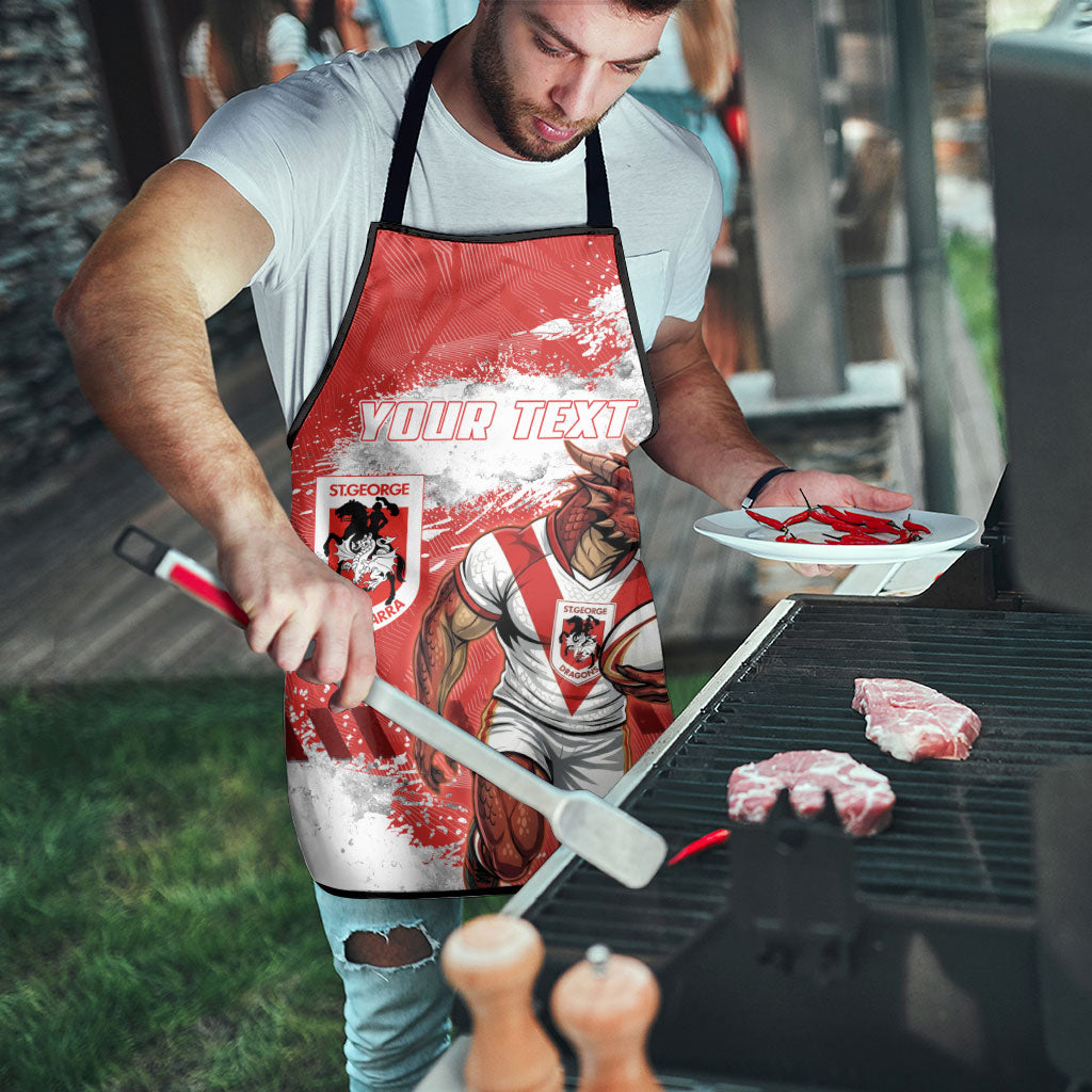 Personalised St. George Illawarra Dragons Rugby Apron Red Dragon Mascot - Sporty Splash Art Style