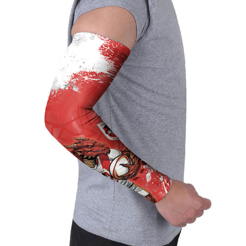 Personalised St. George Illawarra Dragons Rugby Arm Sleeves Red Dragon Mascot - Sporty Splash Art Style
