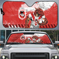 Personalised St. George Illawarra Dragons Rugby Auto Sun Shade Red Dragon Mascot - Sporty Splash Art Style