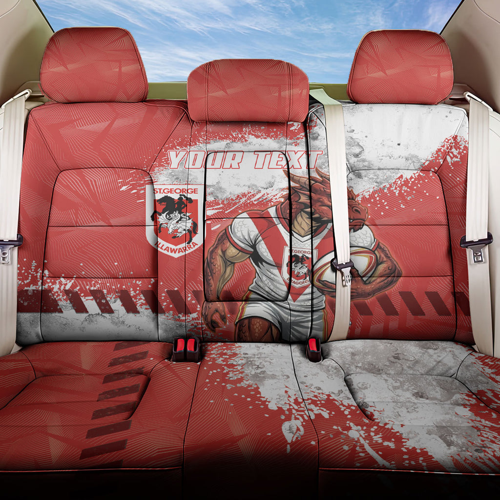 Personalised St. George Illawarra Dragons Rugby Back Car Seat Cover Red Dragon Mascot - Sporty Splash Art Style